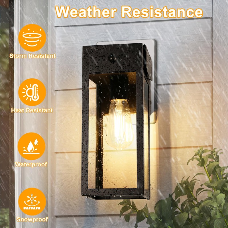 OYKYOHEI 2 Pack Porch Lights with GFCI Outlet, Dusk to