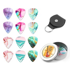 Czzmy Celluloid Guitar Picks, Guitar Picks, Pack of 12 with Gift Box, Guitar Accessories, for Electric, Acoustic, Bass or Ukulele Guitar (12-Splash Ink)