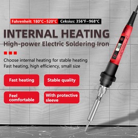 ANENG 17pcs Soldering Iron Kit Mini Electric Soldering Irons with LCD Digital Display Intelligent Welding Iron Kit 60W Adjustable Temperature Welding Tool with Tweezers 5pcs Solder Tips Solder Wire Carry Bag for Electronic Components Repair