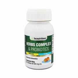 Herbs Complex y Probiotics – Suplemento Digestivo Natural, Apoyo para la Digestión y el Bienestar Intestinal, con Extractos Botanicos y Probioticos. 60 Tabletas de 550mg/cu.