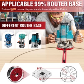 Sigerio New 4 in 1 Router Milling Groove Bracket, Aluminum Alloy Router Circle Cutting Jig, Multifunctional RouterGuide Cutting Large Circles from 10" to 58", Adjustable Woodworking Tool (Rose Red)