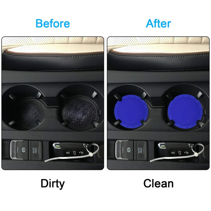 Car Coasters, Wisdompro 4 Pack PVC Car Cup Holder Insert