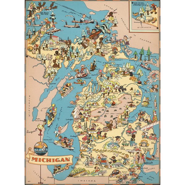 Puzzles for Adults 1000 Pieces Michigan Wooden Map Jigsaw Puzzle