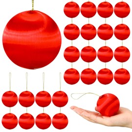 Syhood 24 Pcs Christmas Satin Balls 2.2 Inch Christmas Silk Ball Ornaments Satin Silk Christmas Tree Hanging Balls for Christmas Xmas Tree Decor Holiday Party Decorations (Red)