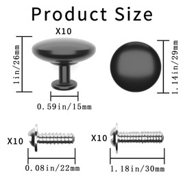 Matte Black Kitchen Cabinet Knobs - 1.14" Aluminum Alloy Round Knobs for Cabinets, Drawers, Furniture & Bathroom | Durable Modern Matte Hardware