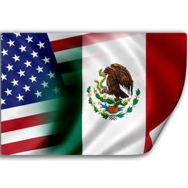 Sticker (Decal) with Flag of Mexico and USA (Mexican)