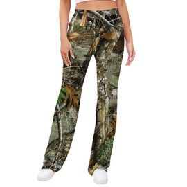 Bagea-Ka Autumn Hunting Tree Camo Pattern Women Yoga Pants Straight Wide Leg Pants Drawstring Casual Loose Sweatpants XL