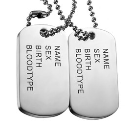 OIDEA Men's Dog Tag Necklace with 2 Dog Tags Pendants, Stainless Steel Military Army Style Men's Pendant with 72 cm Necklace, Silver Black, Stainless Steel