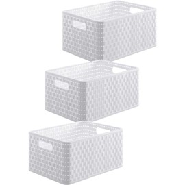 Rotho Country set of 3 storage boxes, plastic (PP), white, A5 / 6 liters (28 X 18.8 x 12.6 cm)
