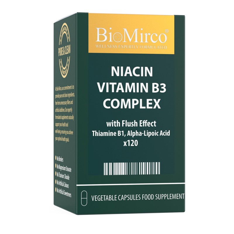 Niacin Vitamin B3 Complex, with Flush Effect, 120 Premium Capsules,