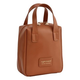 coldchill Travel Makeup Bag, Large Capacity Cosmetic Bags, Waterproof Portable Pouch, Open Flat Toiletry Bag Make up Organizer with Divider and Handle for Women and Girls (Brown)