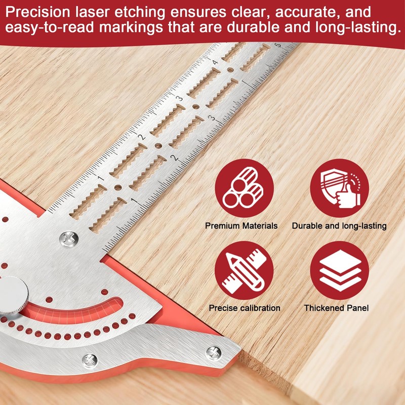 13in Woodworking Scriber Marking Line Ruler, Adjustable Stainless Steel Sliding
