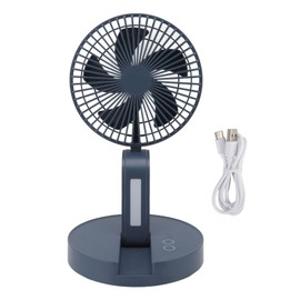 Desktop Folding Fan 3 Speeds USB Rechargeable Punch Free Electric Desktop Oscillating Fan for Home Office Blue