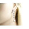 DAISY PEARL WHITE CZ SILVER DANGLE CHANDELIER EARRINGS STUD WEDDING