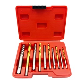 SQLMLZ 10Pcs Screw Extractor and Left Hand Drill Bits Set， Ez Out Remove Bolt Extractor Set，Reverse Cobalt HSS Steel Drill Bit for Removing Stripped Screws and Broken Bolts