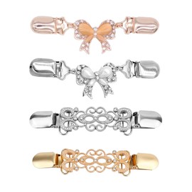 Pack of 4 Cardigan Clip, Waist Clip for Women's Clothing, Pullover Clip, Cardigan Clip, Shirt Clips, Stylish Brooch Clips, Scarf Clasps, Dress Clips for Women, 13cm, Zinc