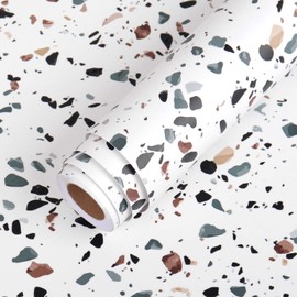 LACHEERY Terrazzo Contact Paper for Countertops Waterproof Self Adhesive Granite Countertop Contact Paper Decorative Wall Paper Roll Peel and Stick Wallpaper for Kitchen Shelf Drawer Liners 15.8"x80"