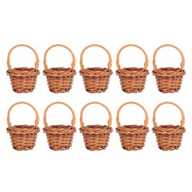 Hemoton 10PCS Small Flower Basket Rustic Small Basket with Handle Wicker Rattan Flower Basket Mini Storage Basket Home Decor