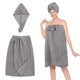 Oemmn Pack of 2 Sauna Kilt Rome for Women with Shower Cap, Terry Towelling Sauna Kilt for Women, Premium Sauna Kilt, Ideal Fit for a Non-Slip Sauna Experience, Sauna Towel Women's Fluffy & Soft (Dark