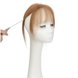 MY-LADY Clip In Bangs Human Hair Bangs 100% Real Human Hair Clip on Wispy Bangs Fringe with Temples Hairpieces for Women(light brown)