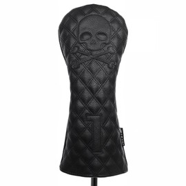 Golf Head Covers,Funny Skull Golf Club Covers for Driver 460CC, Fairway Wood & Hybrid, Leather Embroidery Funny Driver Headcover with Velvet Lining & Double Elastic Design, (Black)