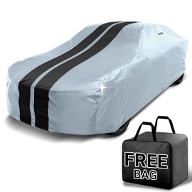 iCarCover Custom Car Cover for Austin-Healey 3000 (1959-1967) Waterproof All Weather Rain Snow UV Sun Protector Full Exterior Indoor Outdoor Car Cover (Stripe - Gray/Black)