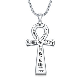 Swordgod Ankh Cross Necklace for Men Women 925 Sterling Silver Egyptian Ankh Cross Pendant Egypt Necklace Gift for Him Her