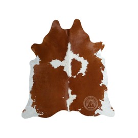 Sunshine Cowhides 100% Genuine Brown and White Cowhide Rug - Modern Style Animal Skin Rug & Floor Carpet for Living Room, Bedroom, Kitchen & More - Extra Large (6x7-8 Ft.)
