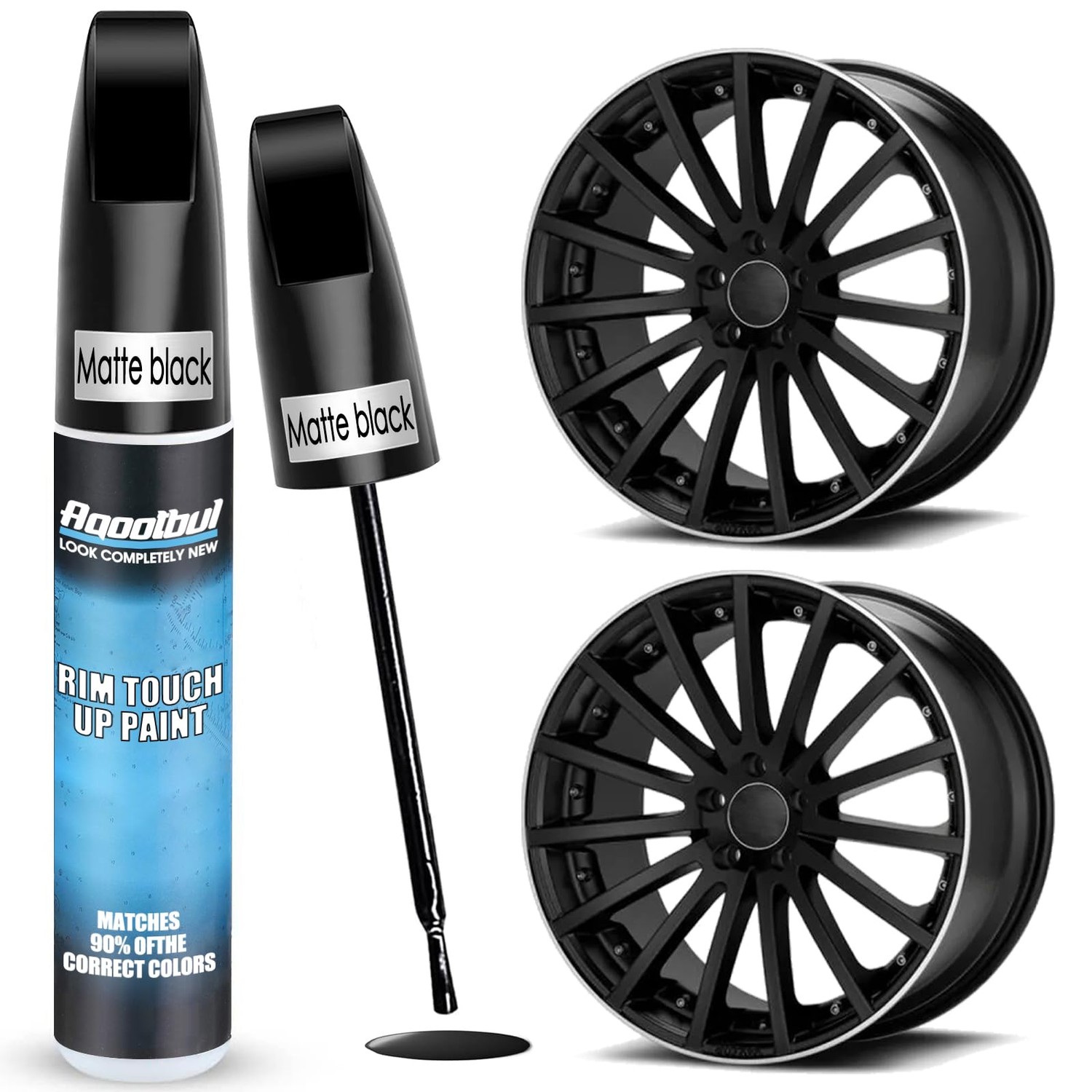Matte Black Rim Touch Up Paint - Car Wheel Repair Kit Curb Rash, Gloss ...