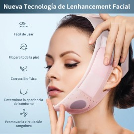 Correa Adelgazante Facial, Suave Silicona Papada, Máscara Facial Moldeadora V Línea, Reutilizable Banda Para Barbilla Para Reafirmar Línea Demandíbula Y Reducir Papada, Rosa, Wdolins