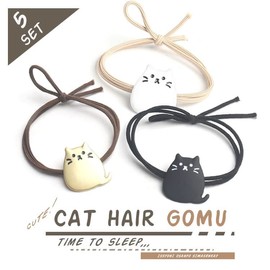prendre PR-HAIRGM09 Hair Rubber Set of 5 Cat Cute Motif Stylish Hair Accessories (White)