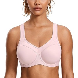SYROKAN Women's Full Support High Impact Racerback Lightly Lined Underwire Sports Bra Rhodonite Pink 38D