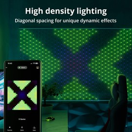 Twinkly Matrix 3.28x3.28ft RGB, High Density 480 LED Curtain, Smart Multicolor Gaming LED Lights, Compatible with Razer Chroma, Omen, Alexa, Google Home, Gaming Lights, App Mapping, Transparent Wire