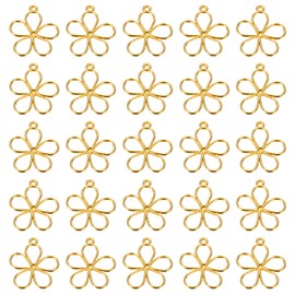 PATIKIL 100pcs Open Bezels, Resin Bezels Pendants Flower Open Back Bezels Alloy Hollow Frame Bulk for Resin Jewelry Making Earrings Necklace, Golden