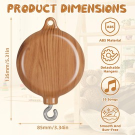 Music Box Mobile, HOVCEH Wood Look Mobile Motor Baby with 35 Melodies, 3 Modes Baby Mobiles with Music with Rotating Hook for Baby Bed Decoration