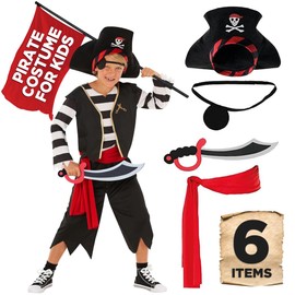 Morph Costumes Kids Pirate Costume Kids Boys Girls Pirate Fancy Dress Pirate Outfit Kids Deckhand Toddler 3-4 Years