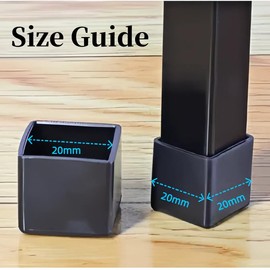 Mcoser 10Pcs Black Square Plastic & Rubber Non-Slip Furniture Leg Caps, 20MM, Chair Tables Desk End Caps