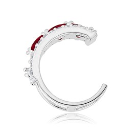 AVORA 925 Sterling Silver Red and White Simulated Diamond CZ Ear Cuff - Size 0