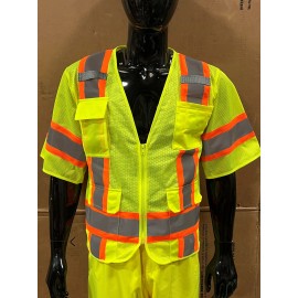Unbranded NSSV2023 SAFETY  VEST Hi Vis Lime ANSI Class 3 Mesh  w/ 2" Reflective SHIPS FREE