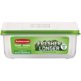 Rubbermaid FreshWorks Produce Saver, Large Short Produce Storage Container, 11.3-Cup