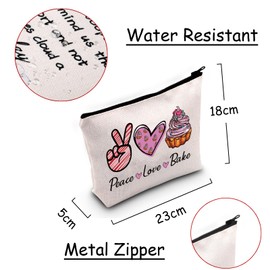 Funny Bakers Themed Gifts Peace Love Baking Cosmetic Bag Zipper Cooking Lover Gift Pastry Baking Apprentice Gift, peace love baking
