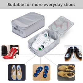 JJ POWER Travel Shoe Bags, Foldable Waterproof Shoe Pouches Organizer-Double Layer, Grey, 4 Packs, Daily Use