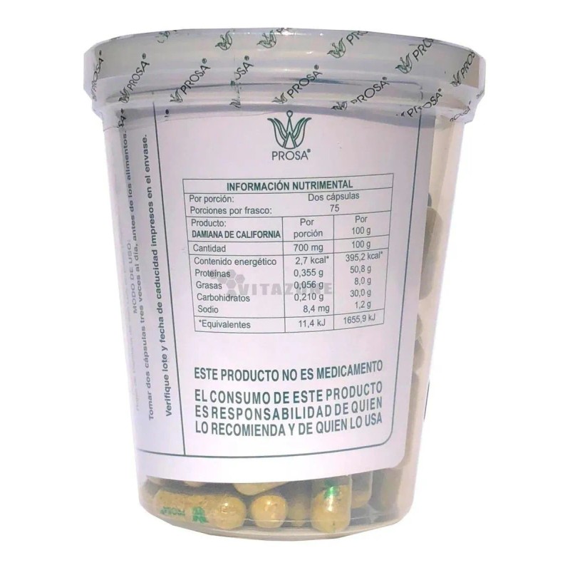 Prosa Damiana De California 150 Cápsulas + Potencia Para Hombres