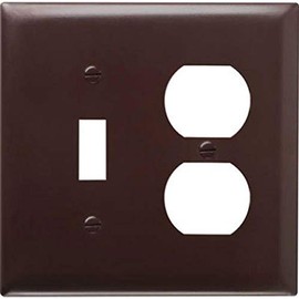 Pass & Seymour SP18U 2 Gang 1 Toggle Opening and 1 Duplex Outlet Opening Urea Wall Plate, Brown