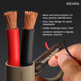 GEARit 14 Gauge Speaker Wire Cable,UL CL3 Rated 14 Gauge Wire 100ft,Copper Wire with Polarity Mark,Audio Cable for in-Wall,Home,Car,Outdoor,Garden,Commercial Audio Systems,OFC(Brown,2-Conductors)