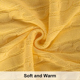 NTBAY 100% Pure Cotton Oversize (60x80) Cable Knit Throw Blanket, Super Soft Warm Knitted Throw Blanket for Bed, Sofa, Chair, Couch - Extra Cozy, Machine Washable, Comfortable Home Decor, Yellow
