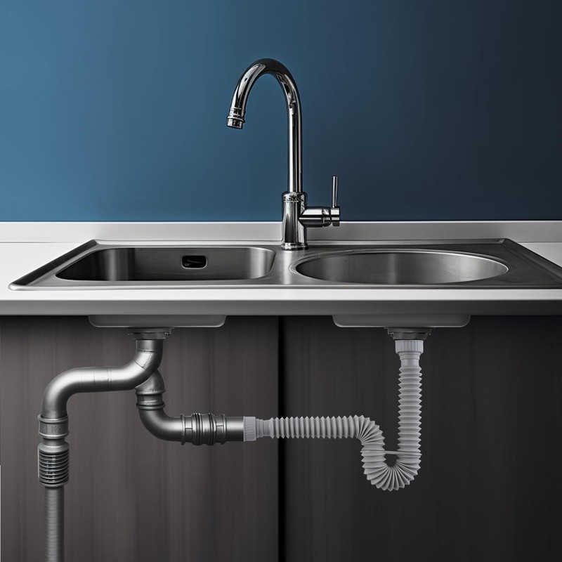 iFealClear 2 Pack P-Trap Drain Pipe, Flexible Sink Drain Pipe