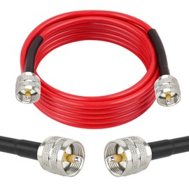 MOOKEERF CB Coax Cable - 10FT RG58 PL-259 UHF Male to Male Cable Low Loss CB Antenna Cable CB Radio Coaxial Cable for CB Radio, Ham Radio, Amateur Radio, Antenna Analyzer, SWR Meter (Red)