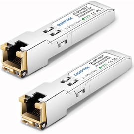 QSFPTEK (2 Pack 1.25G/2.5G/5G/10G-T SFP+ RJ45 Module, up to 30 m, Cat6a/7 Fiber 10GBASE-T Copper RJ45 Transceiver GBIC for Cisco SFP-10G-T-S, Ubiquiti UF-RJ45-10G, Netgear, Mikrotik, D-Link
