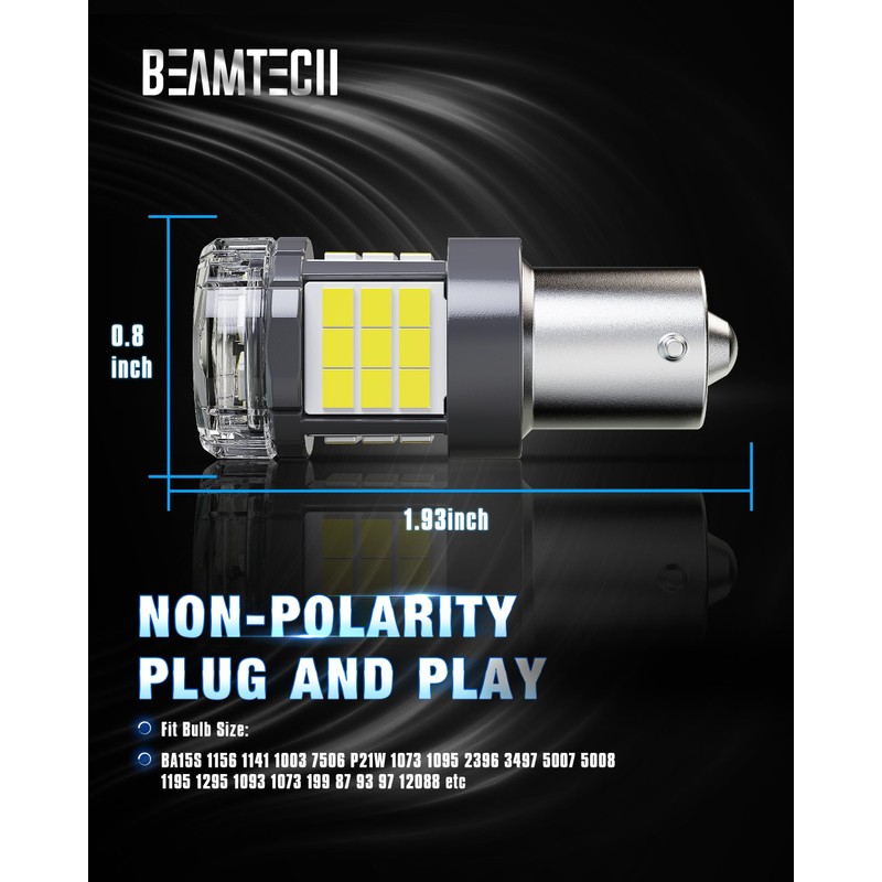 BEAMTECH Upgraded 1156 LED Bulbs for Turn Signal Lights, Build-in
